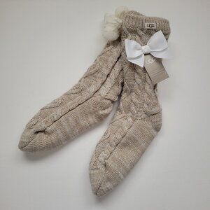 UGG Pom Pom Fleece Lined Crew Socks - NEW